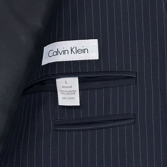 Calvin Klein Regular Fit 2pc. Navy Pinstripe Suit Men's Size Large/34x34 - Picture 5 of 13
